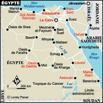 Carte de l'�gypte - Merci � Lonely Planet